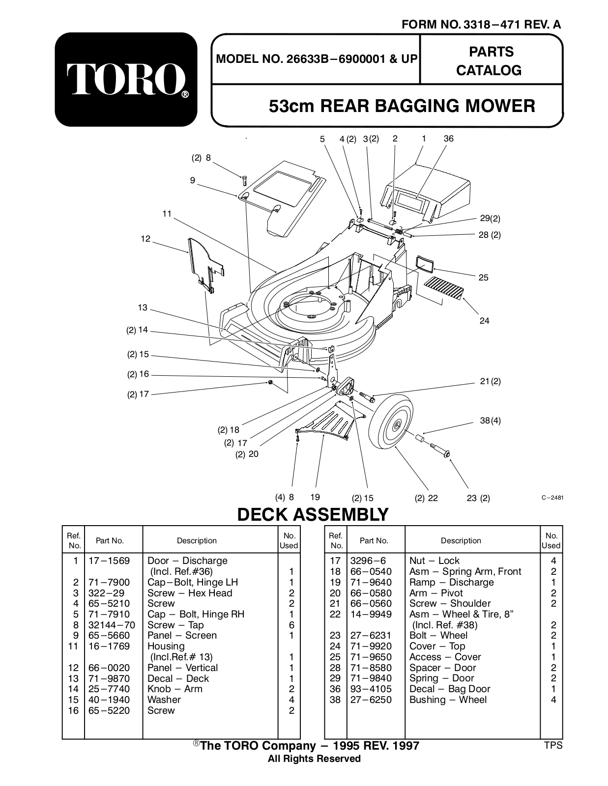 Toro 26633B Parts Catalogue