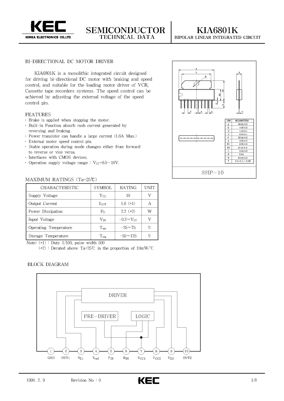 KEC KIA6801K Datasheet