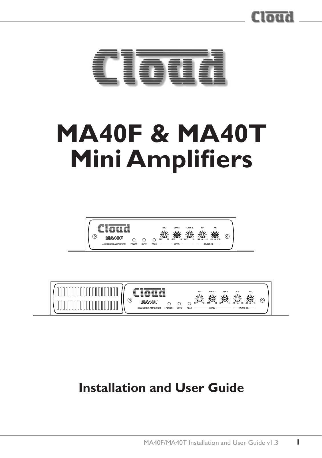 Cloud MA40T, MA40F Installation And User Manual