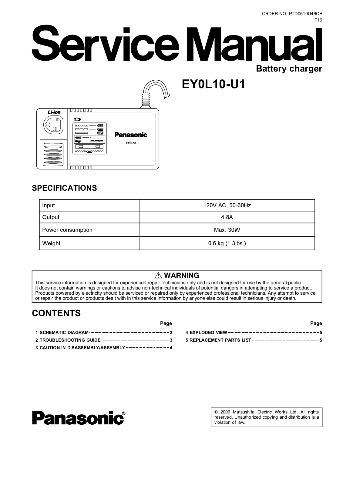 Panasonic EY0L10-U1 User Manual