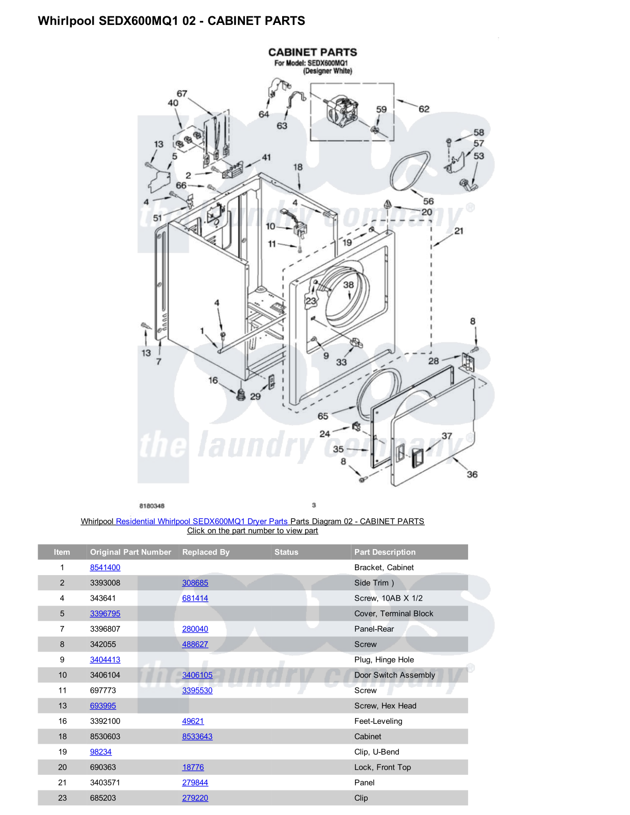 Whirlpool SEDX600MQ1 Parts Diagram