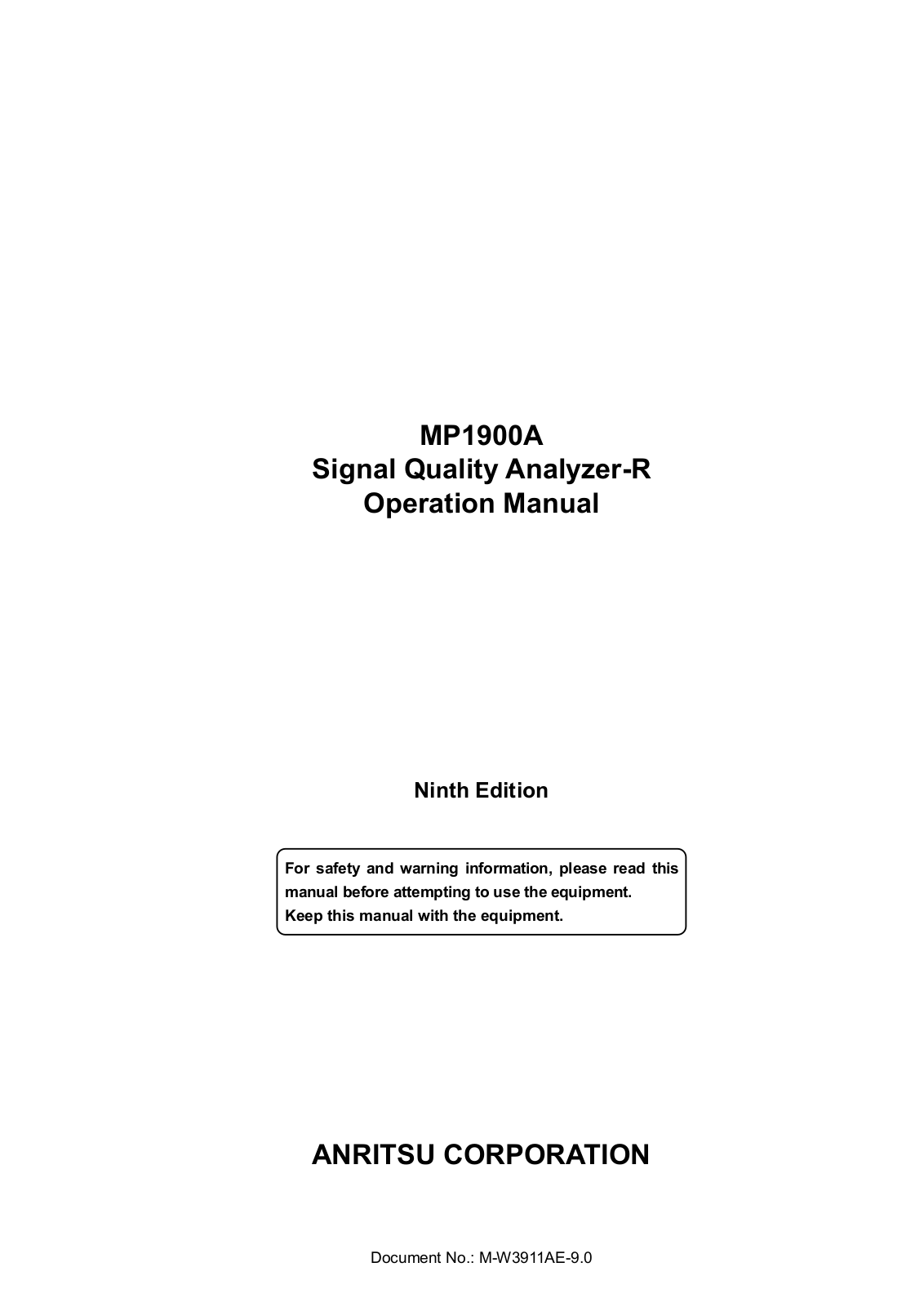 ANRITSU MP1900A User manual