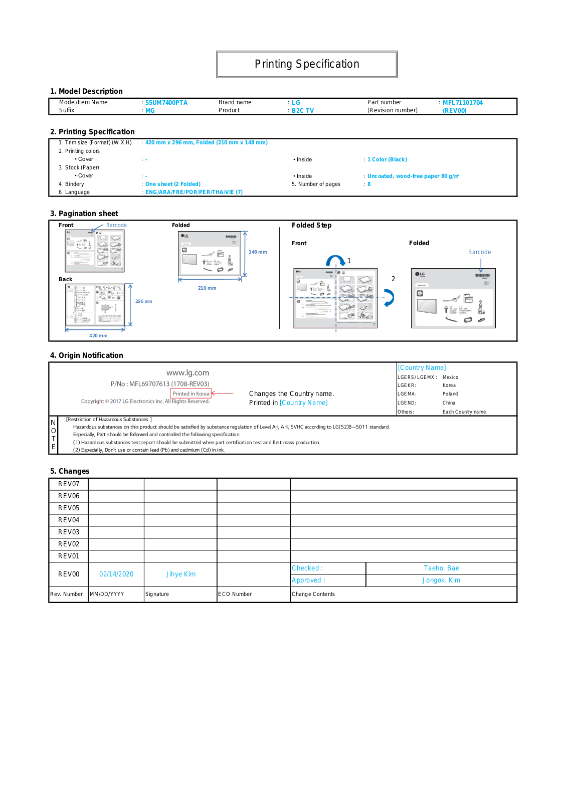 LG 55UM7450PVA Quick Setup Guide