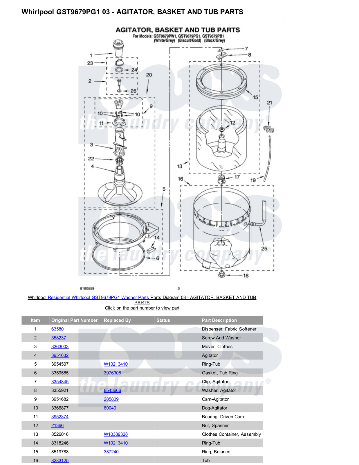 Whirlpool GST9679PG1 Parts Diagram