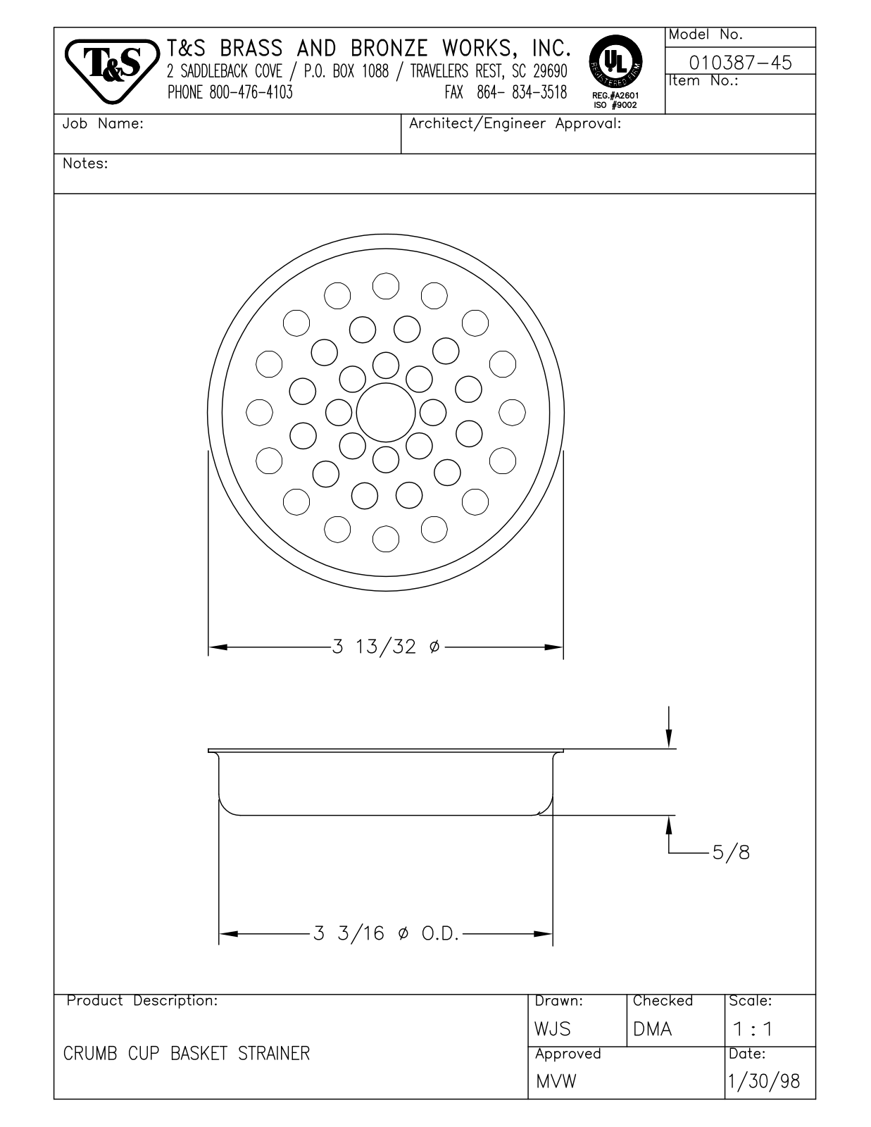 T&S Brass 010387-45 User Manual