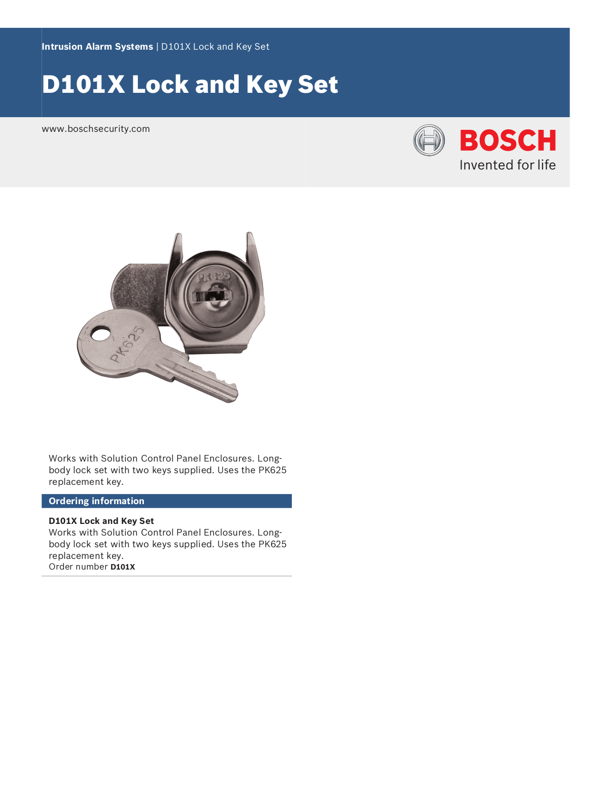 Bosch D101X Specsheet