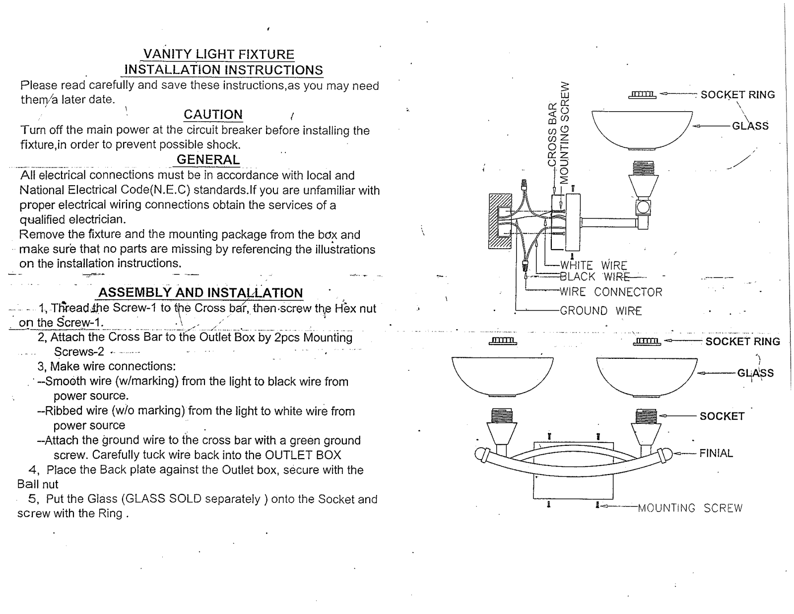 Fleur De Lis Living FLDV9030 Installation Instructions - ManualMachine.com