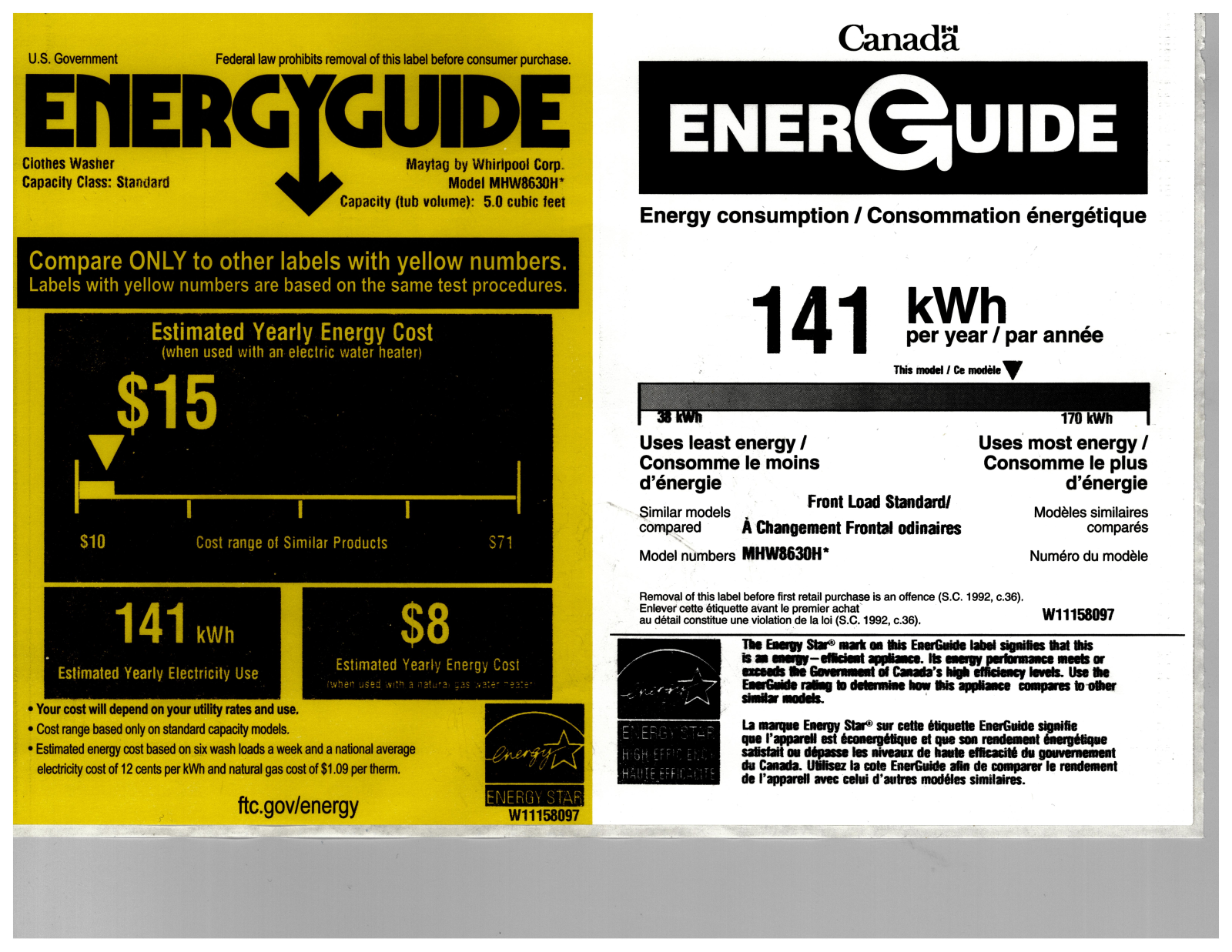 Maytag MAWADRGC86302 Energy manual