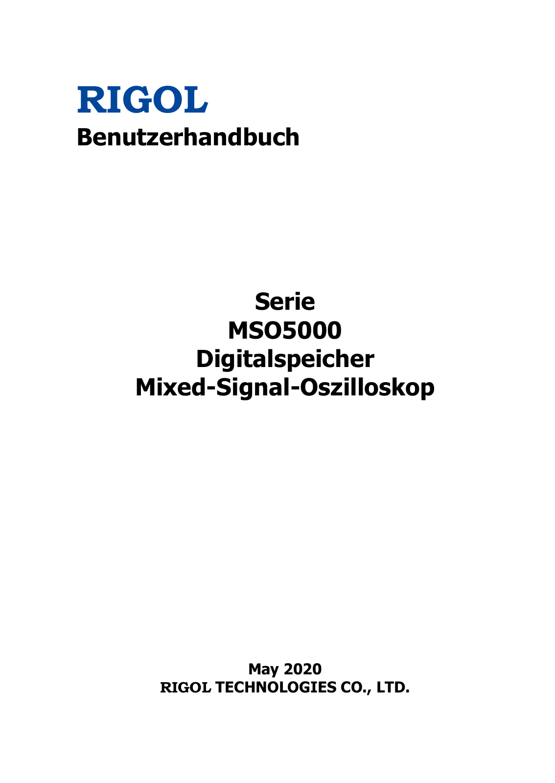 Rigol MSO5072, MSO5074, MSO5102, MSO5104, MSO5204 User guide