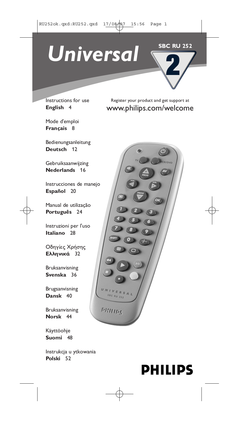 Philips SBCRU252/00H User Manual