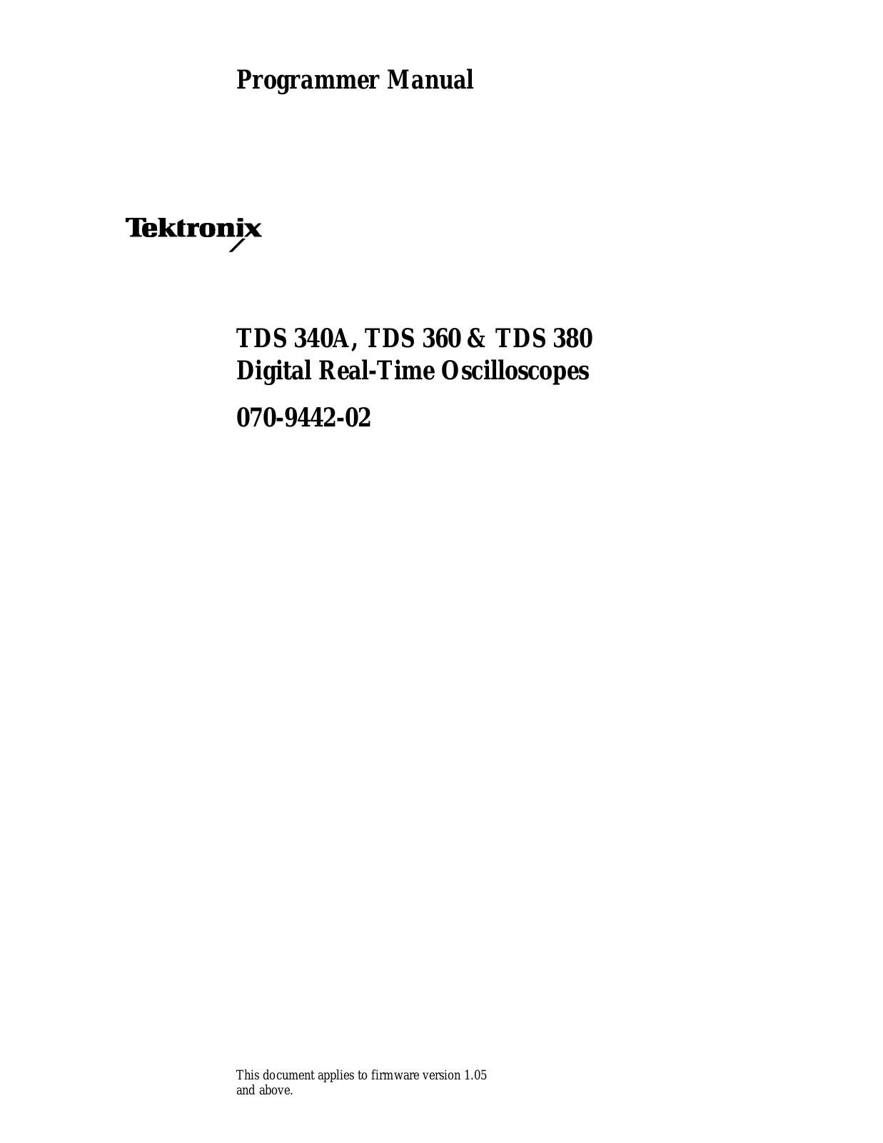 Tektronix TDS 380, TDS 360, TDS 340A User Manual