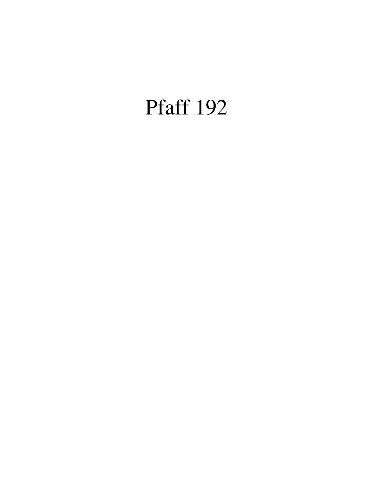 PFAFF 192 Parts List