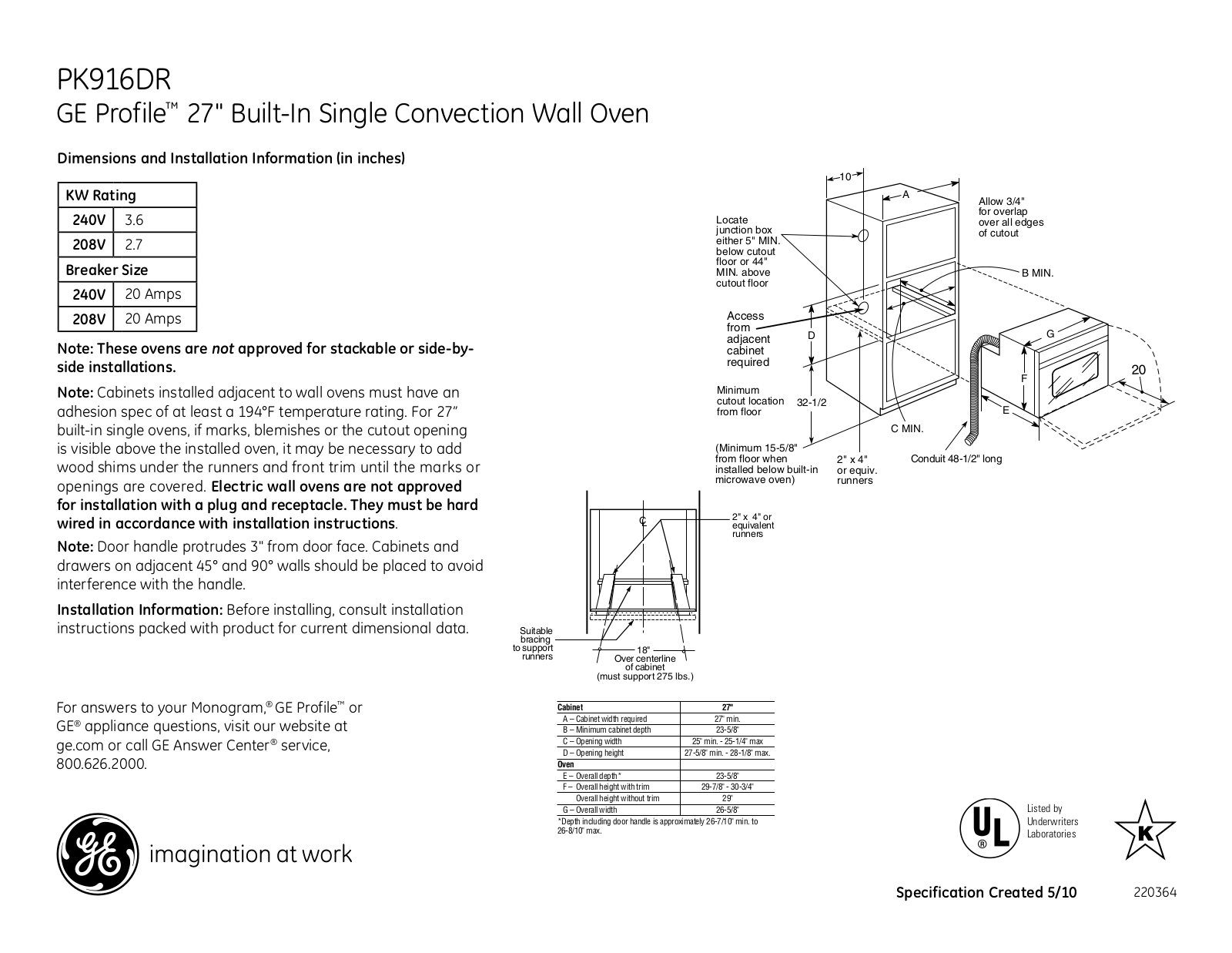 General Electric PK916DRBB User Manual