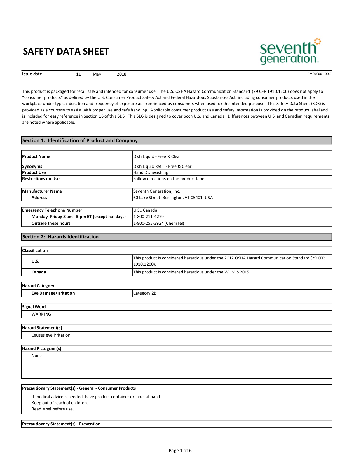 Seventh Generation 44718CT, 44718EA User Manual