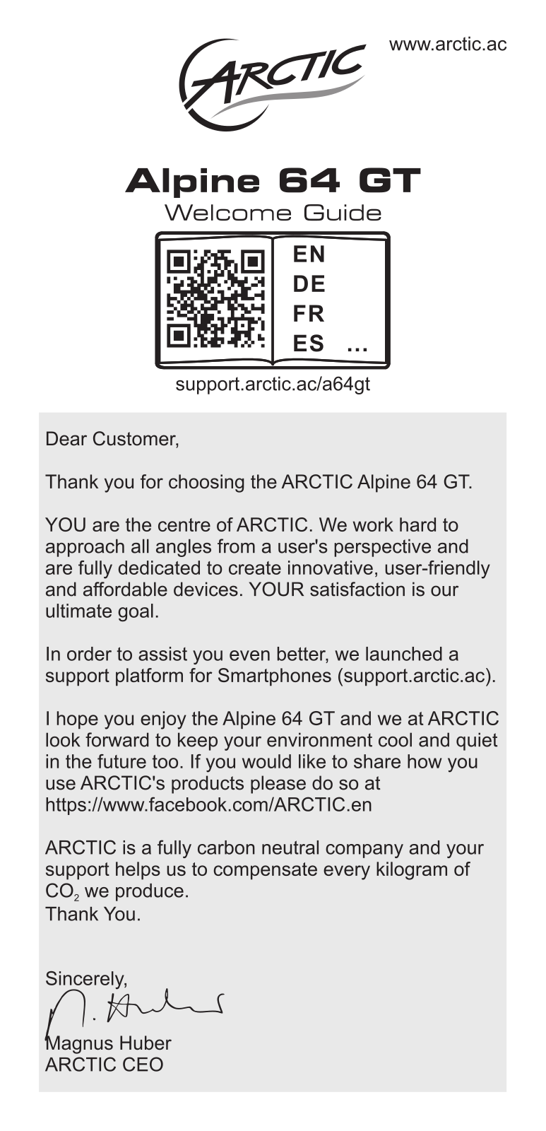 Arctic Alpine 64 GT operation manual