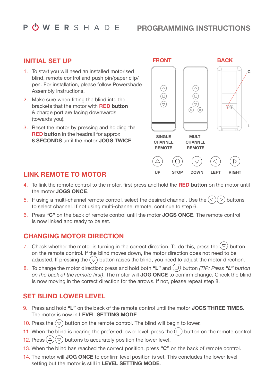 Merit Blinds Powershade Programming Instructions Manual - ManualMachine.com