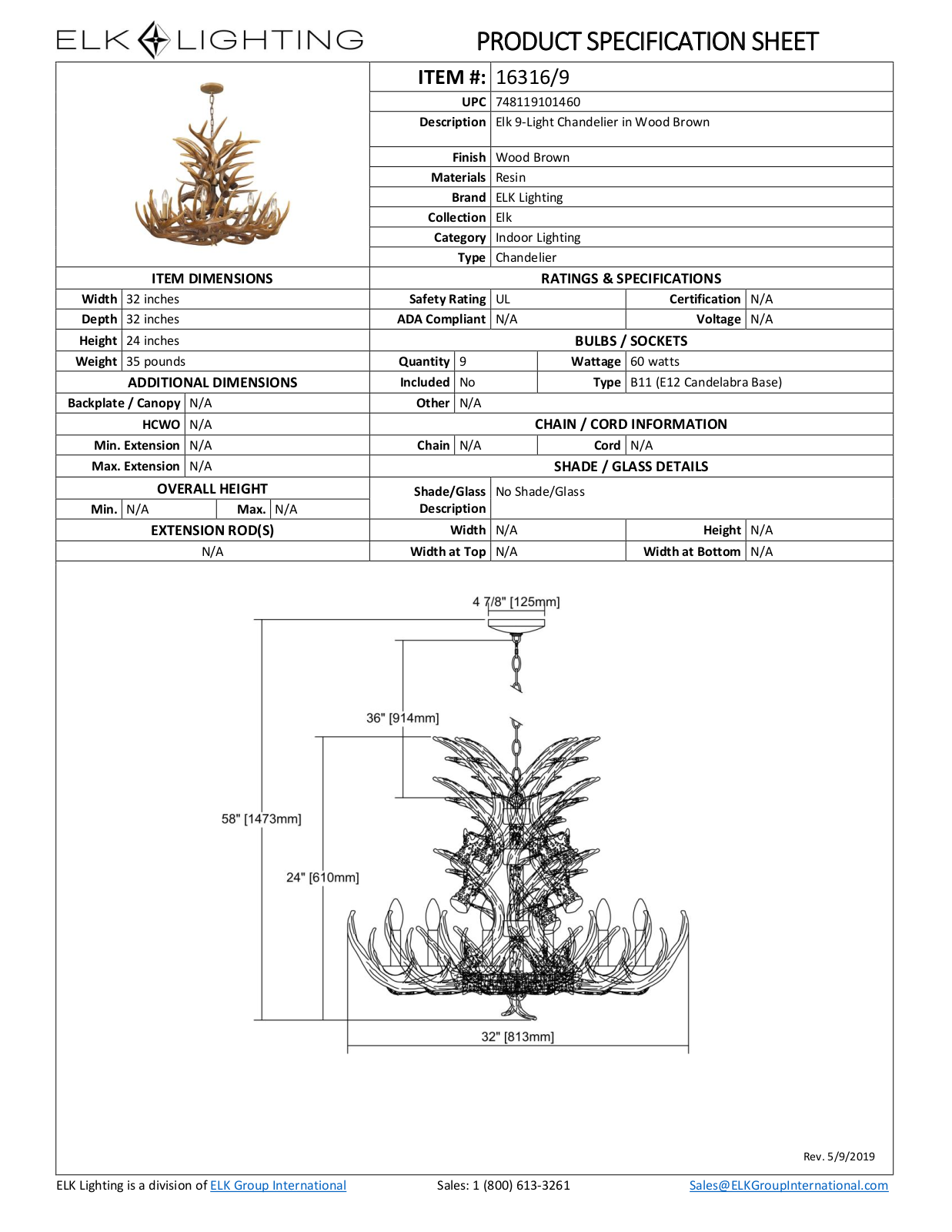 ELK Lighting 163169 Specifications - ManualMachine.com