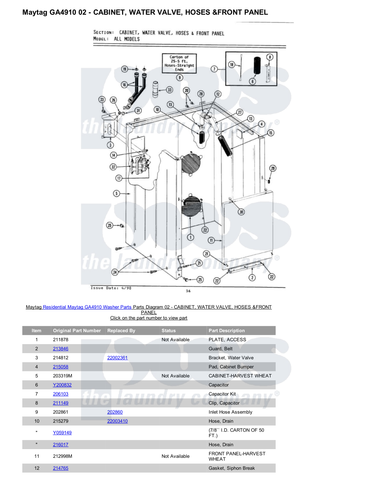 Maytag GA4910 Parts Diagram