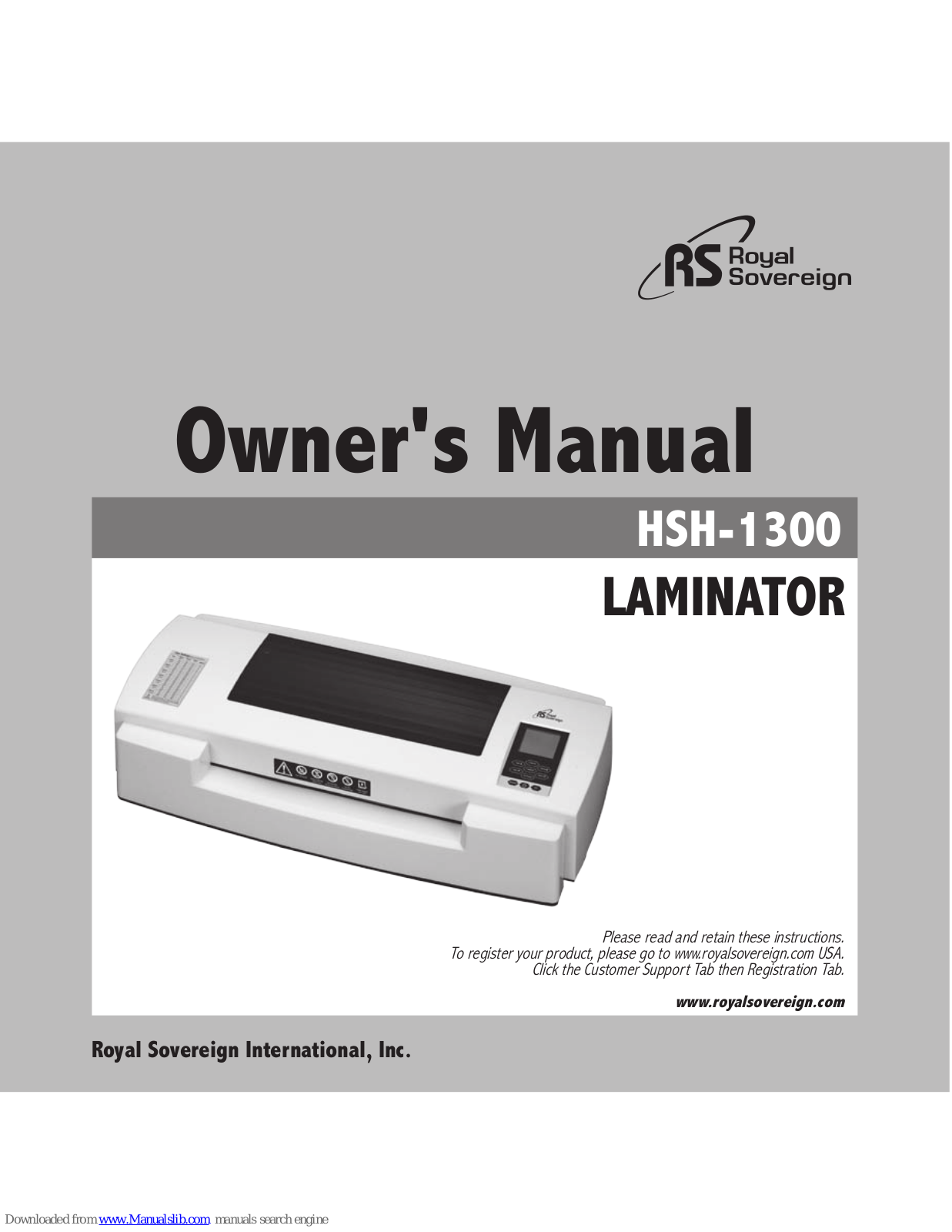 Royal Sovereign HSH-1300 Owner's Manual