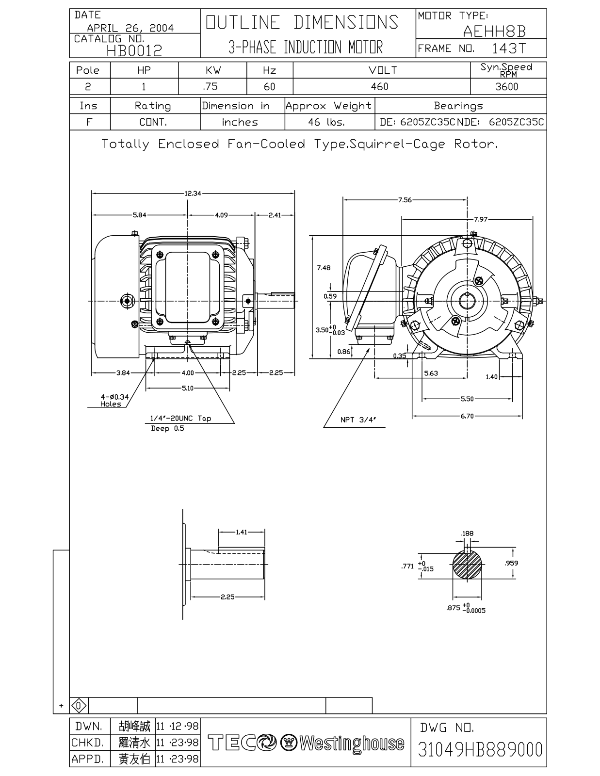 Datasheet HB0012 Reference Drawing (Teco) - ManualMachine.com