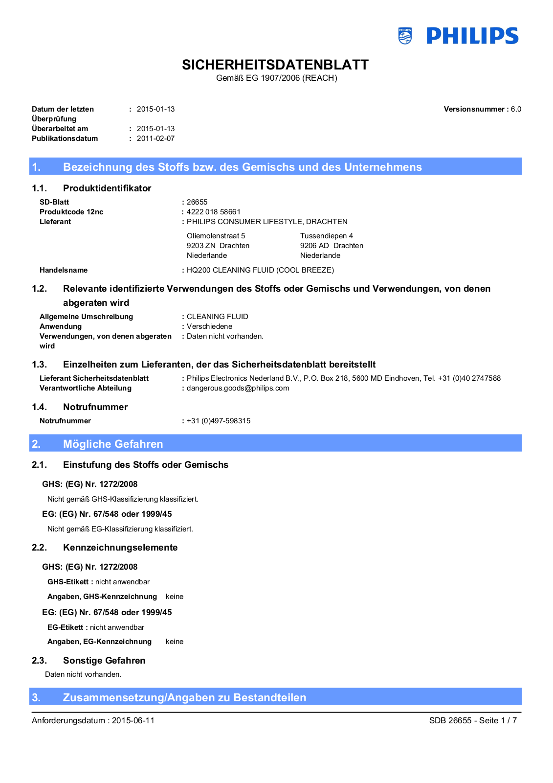 Philips HQ203-50 User Manual