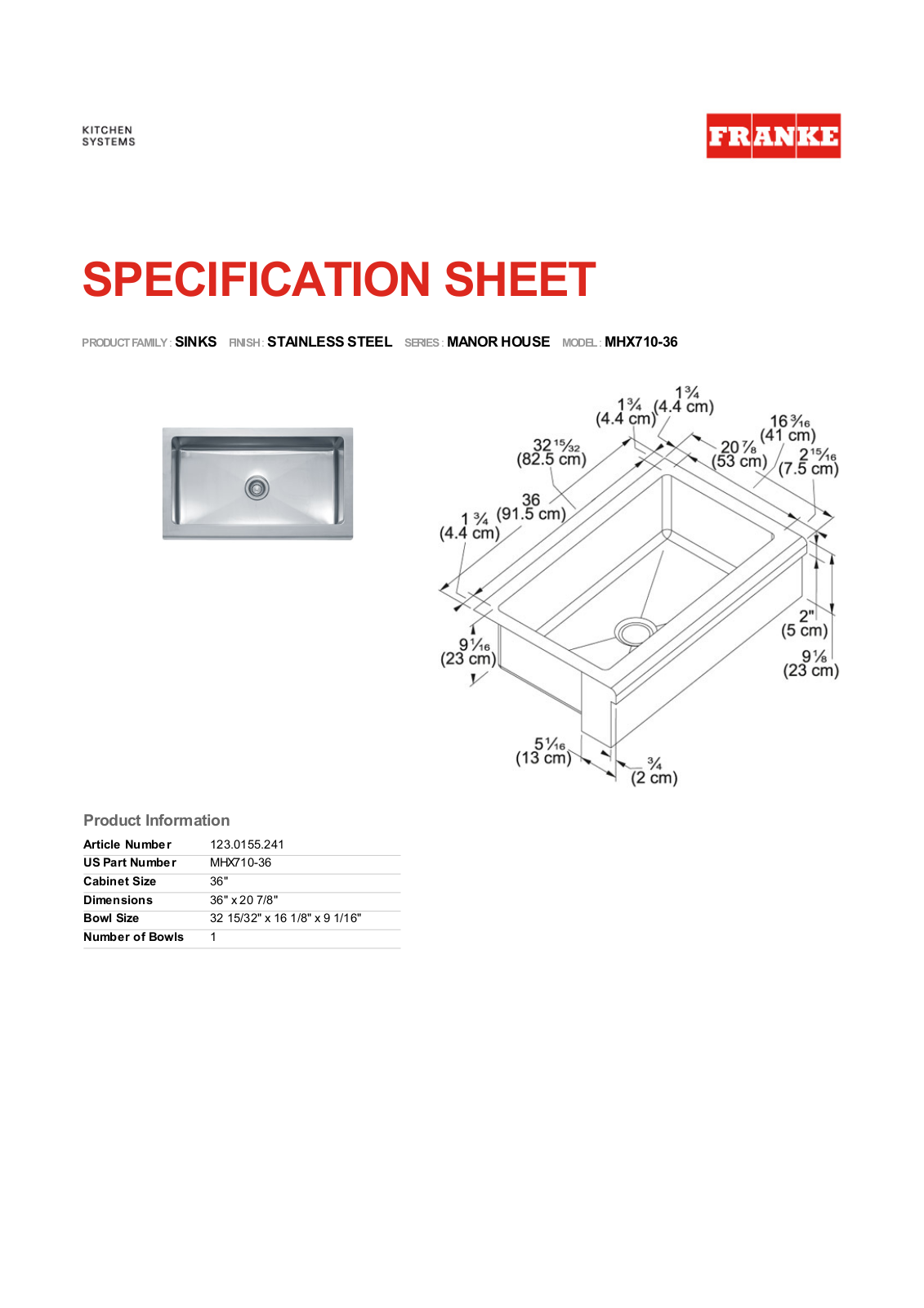 Franke Foodservice MHX710-36 User Manual