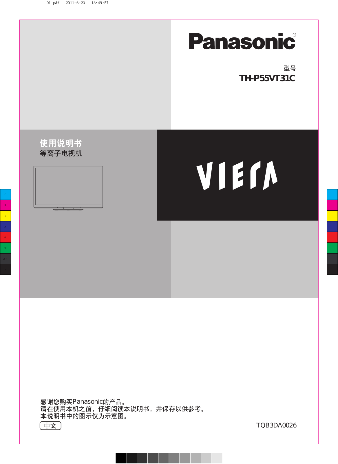 Panasonic TH-P55VT31C User Manual