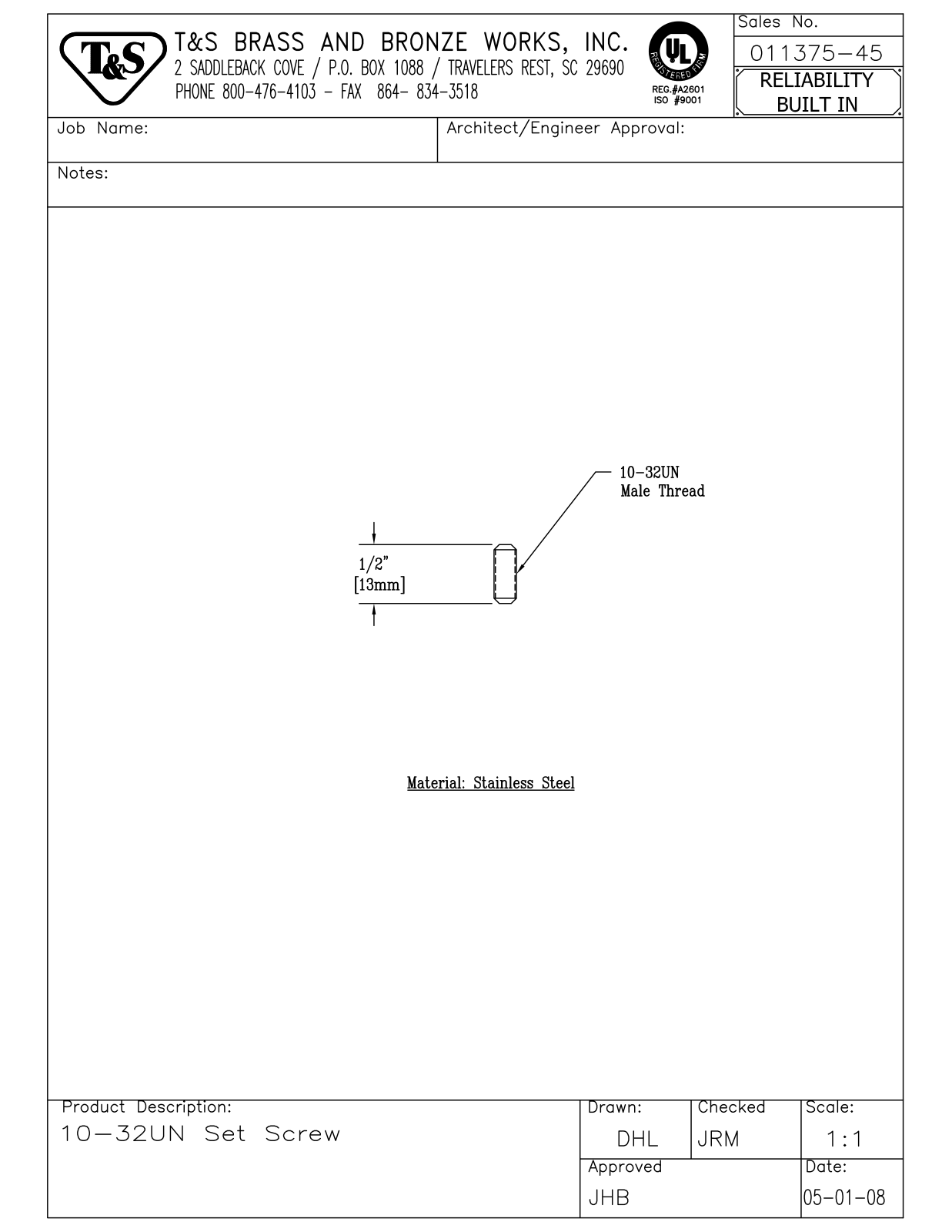 T&S Brass 011375-45 User Manual