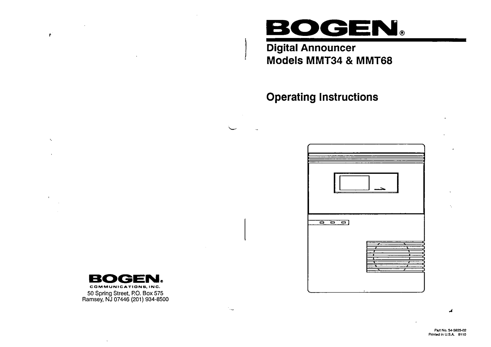 Bogen MMT68, MMT34 Service Manual