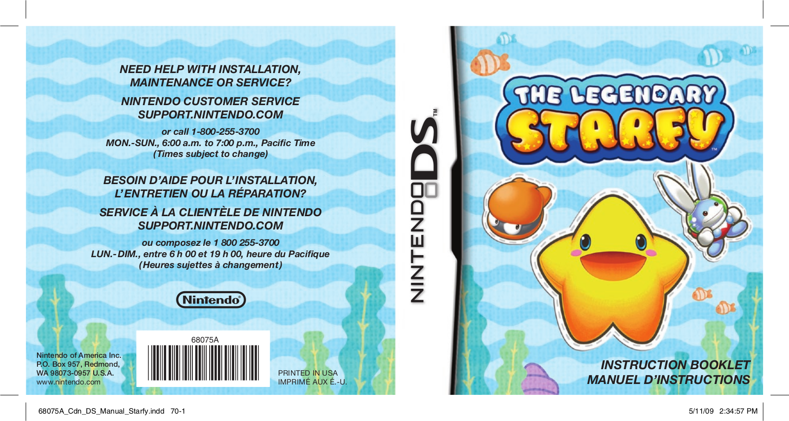 NINTENDO DS The Legendary Starfy User Manual