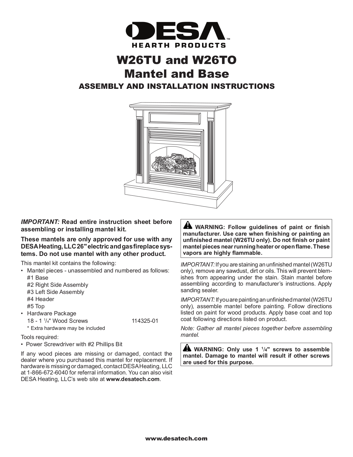 Desa W26TU, W26TO User Manual