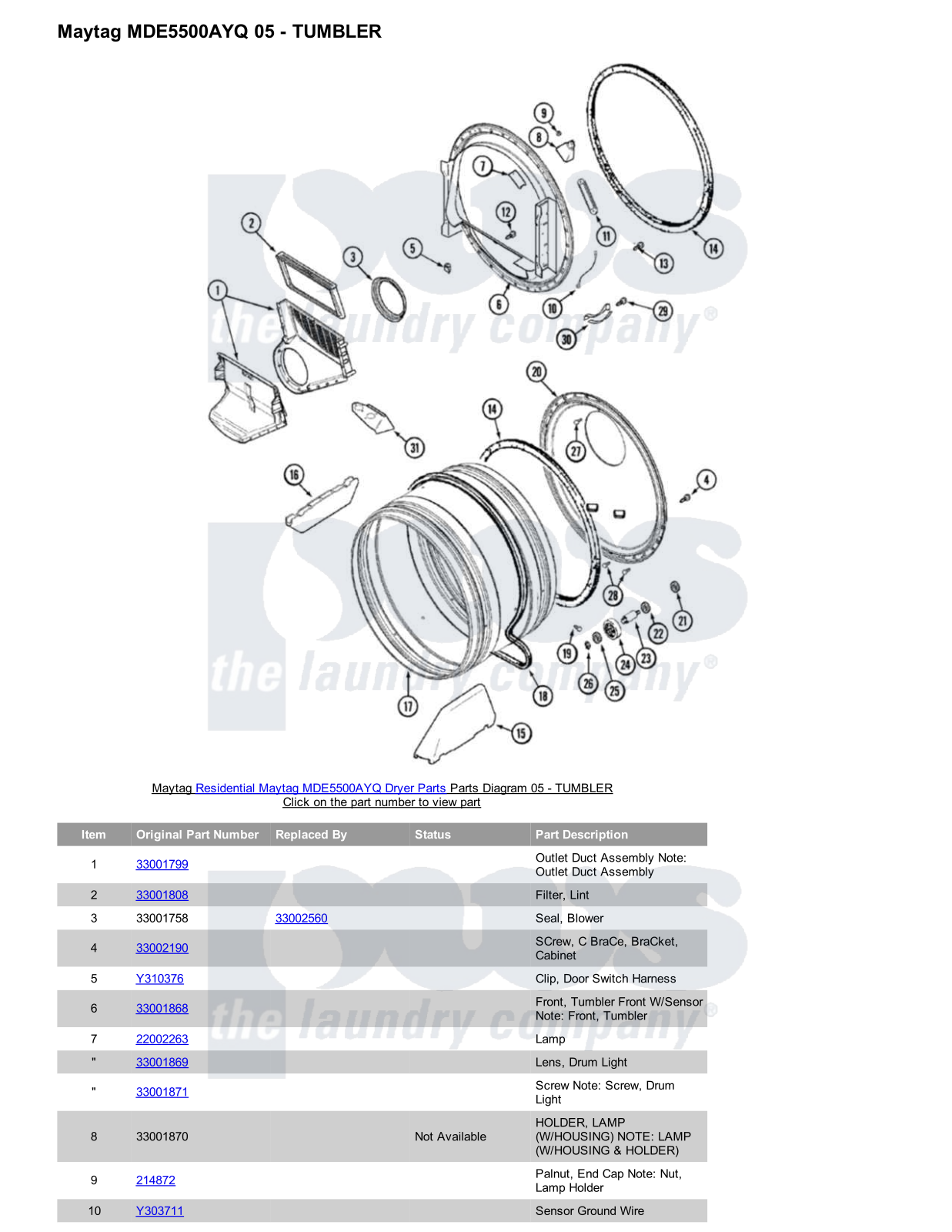 Maytag MDE5500AYQ Parts Diagram