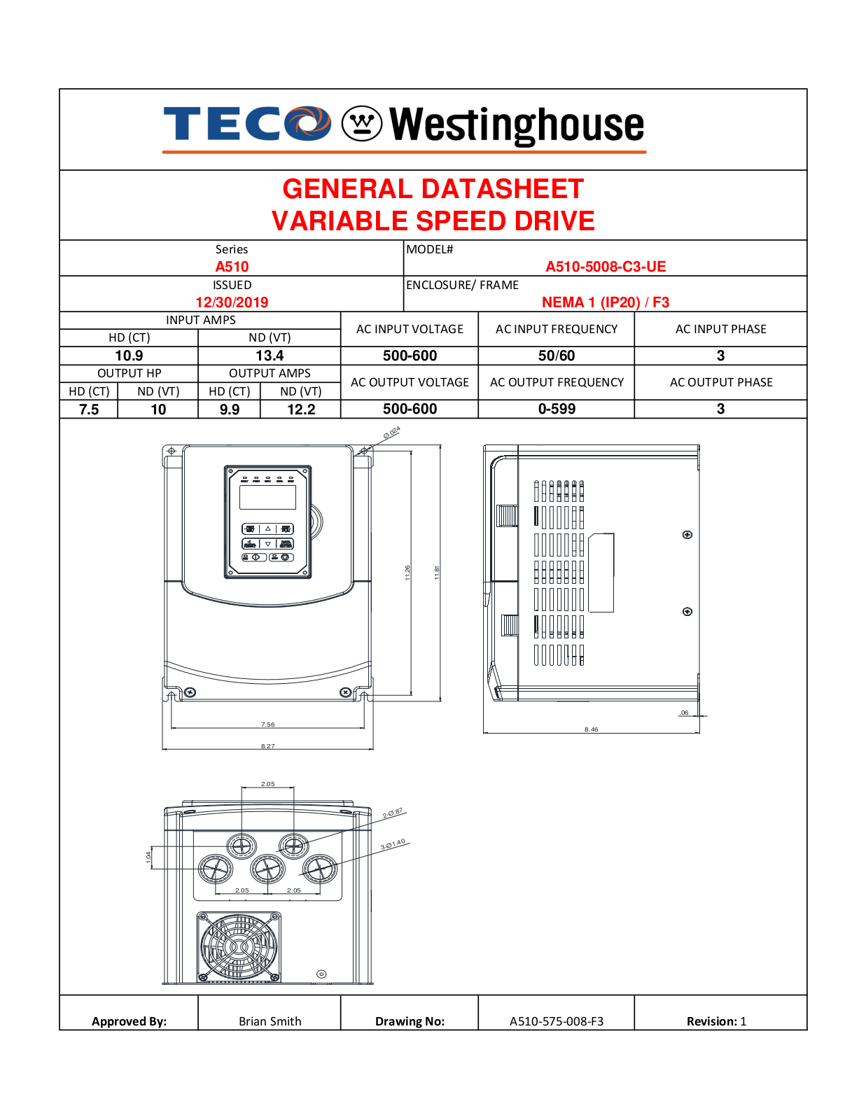 Teco A510-5008-C3-UE Data Sheet