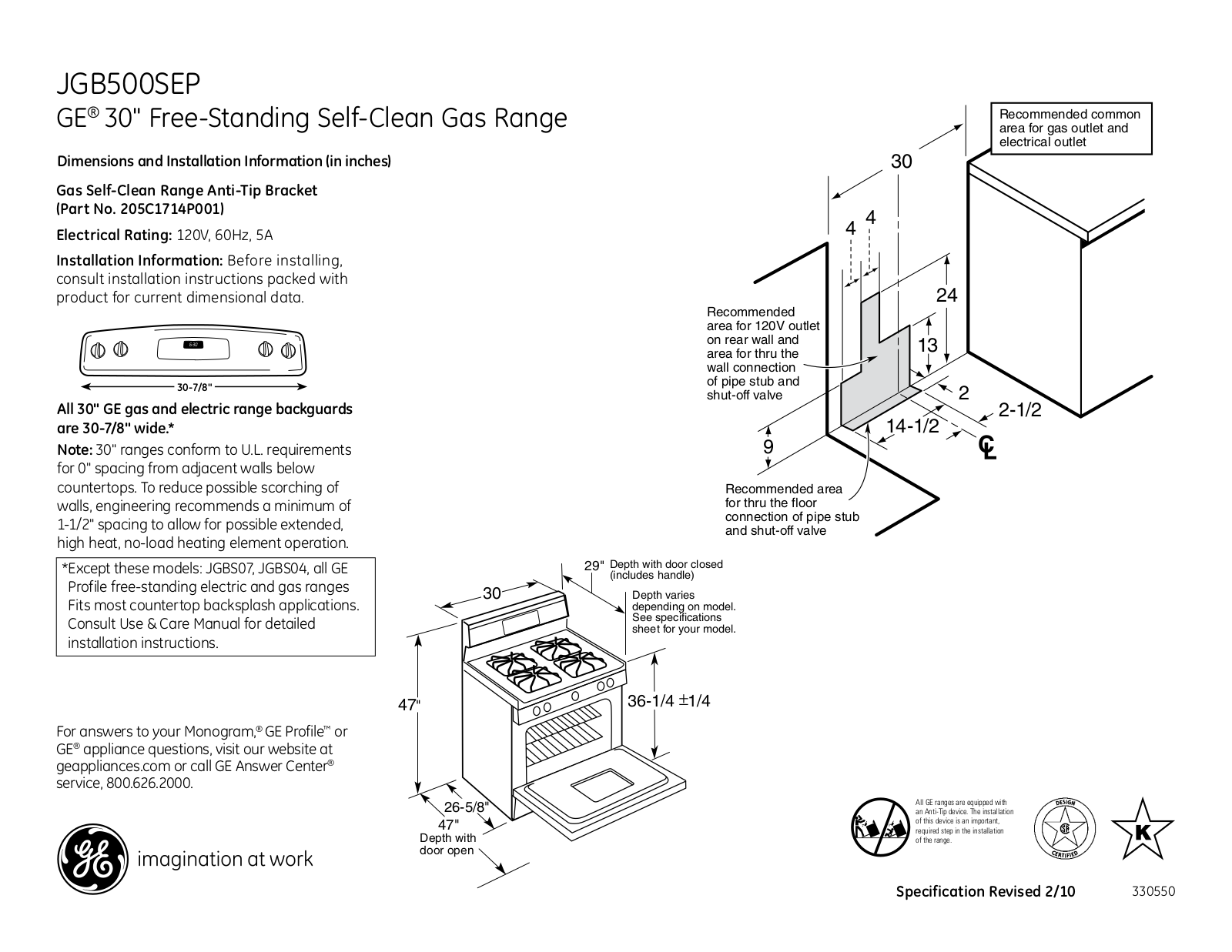 General Electric JGB500SEPSS User Manual