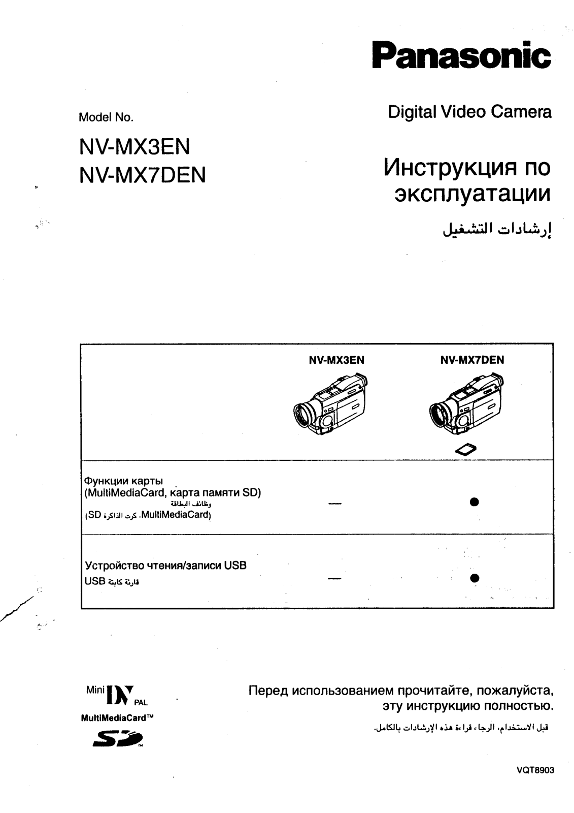 Panasonic NV-MX3EN User Manual