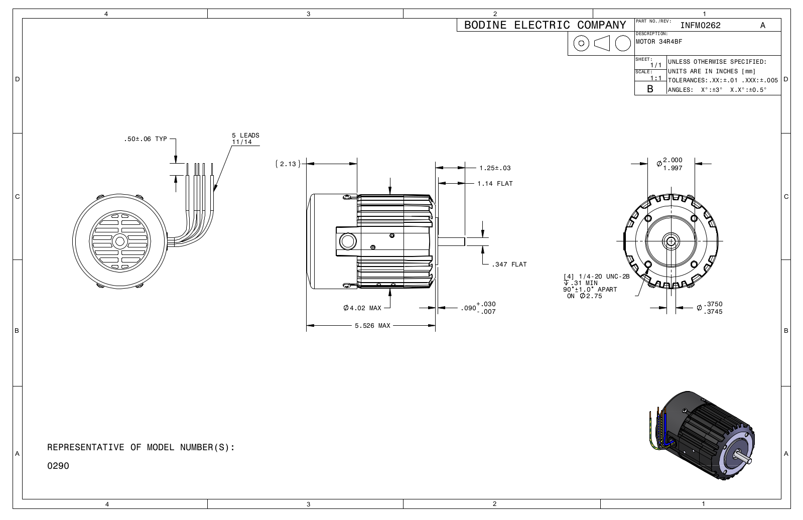 Bodine 0290 Reference Drawing