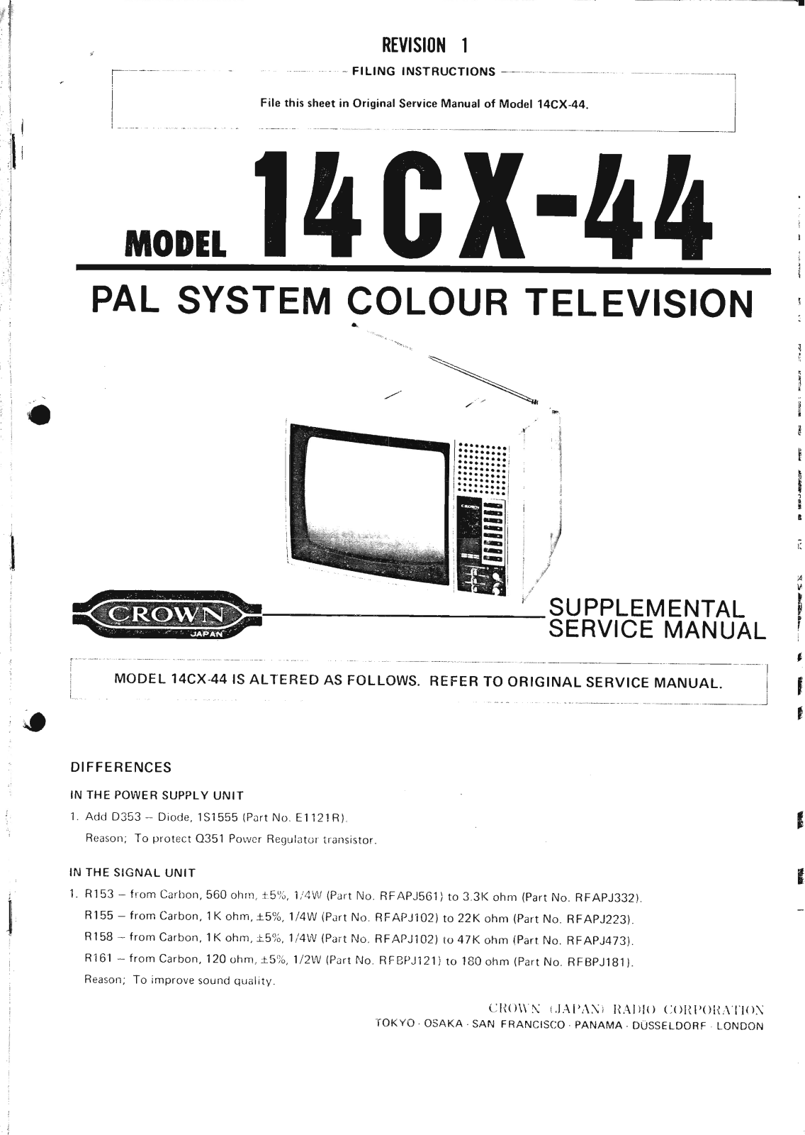 Crown 14CX-44 Schematic