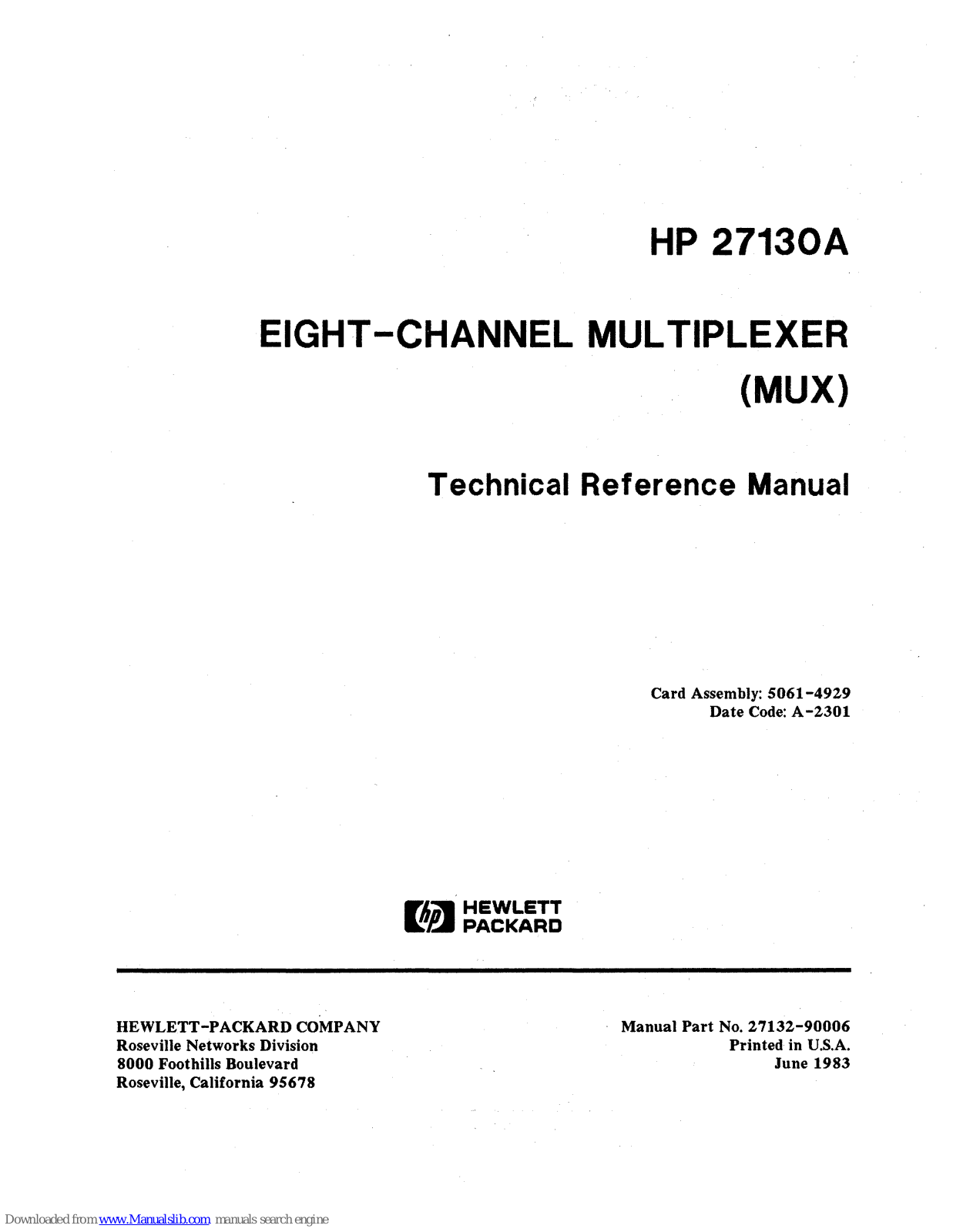 HP 27130A Technical Reference Manual - ManualMachine.com