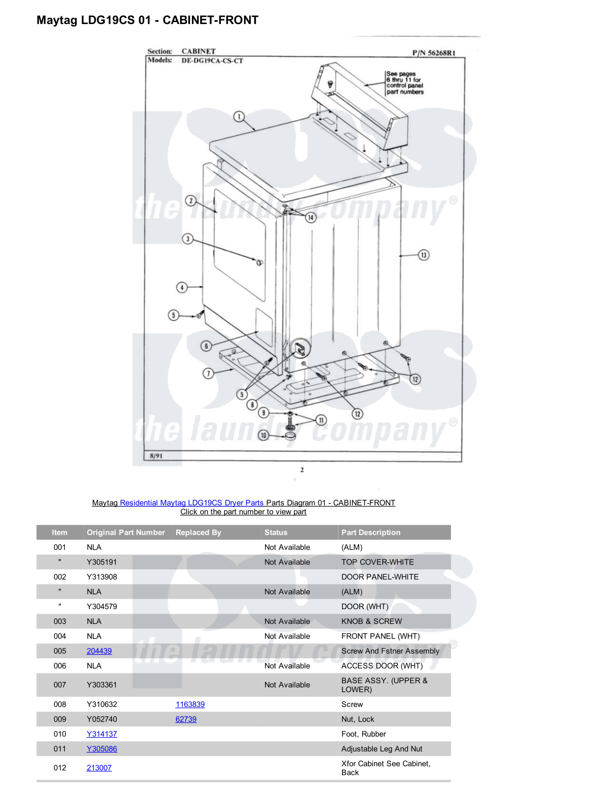 Maytag LDG19CS Parts Diagram