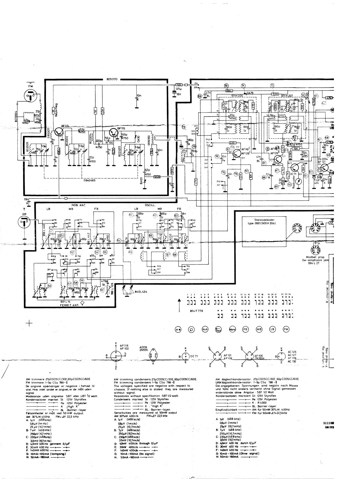 Bang and Olufsen Beomaster 900 Schematic