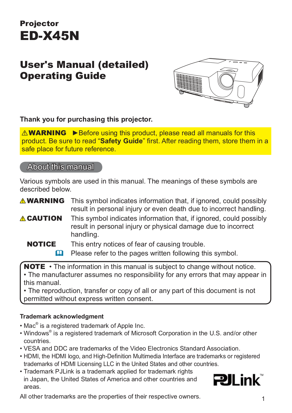 Hitachi ED-X45N User Manual