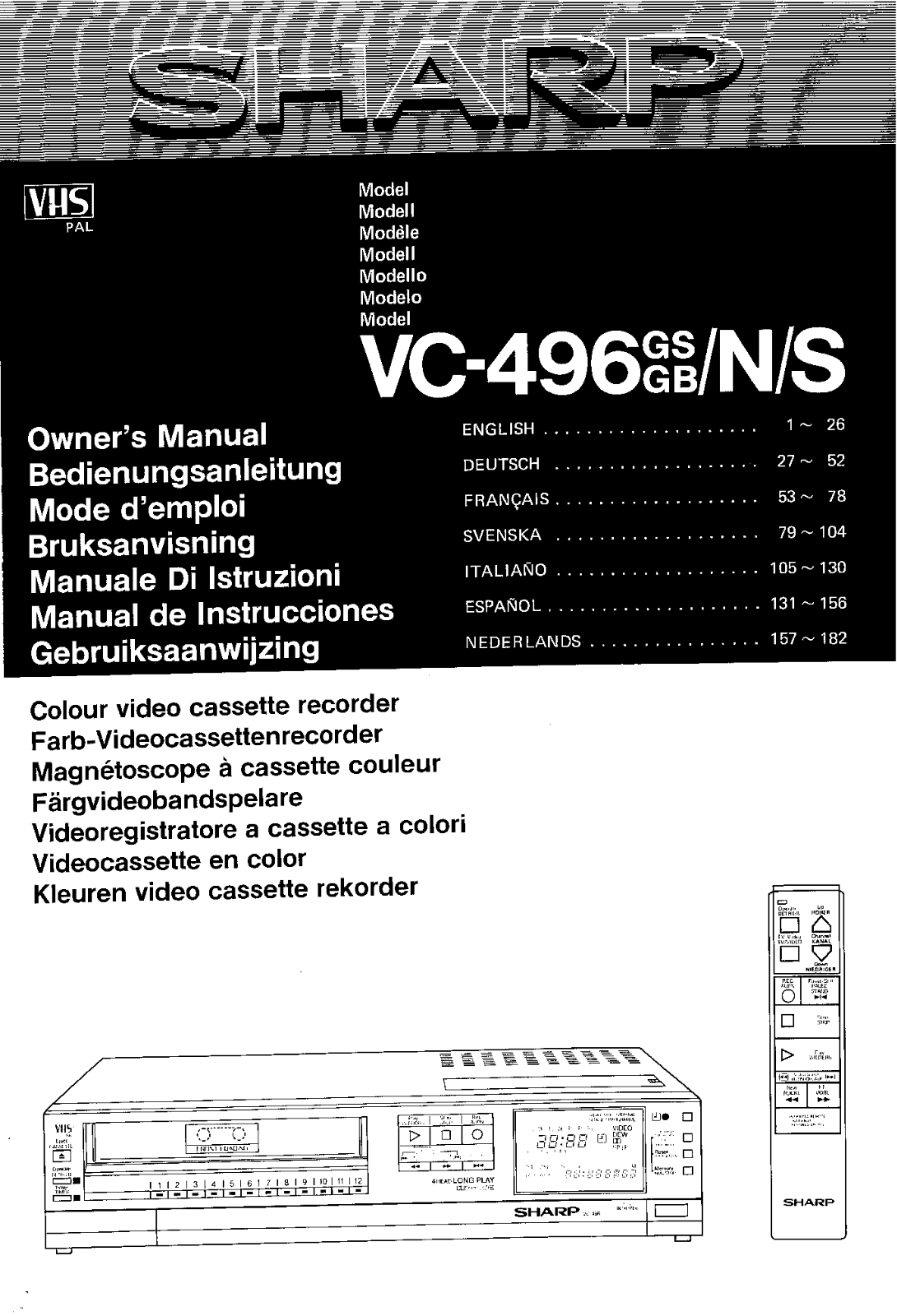 Sharp VC-496GS, VC-496GB, VC-496N, VC-496 Manual