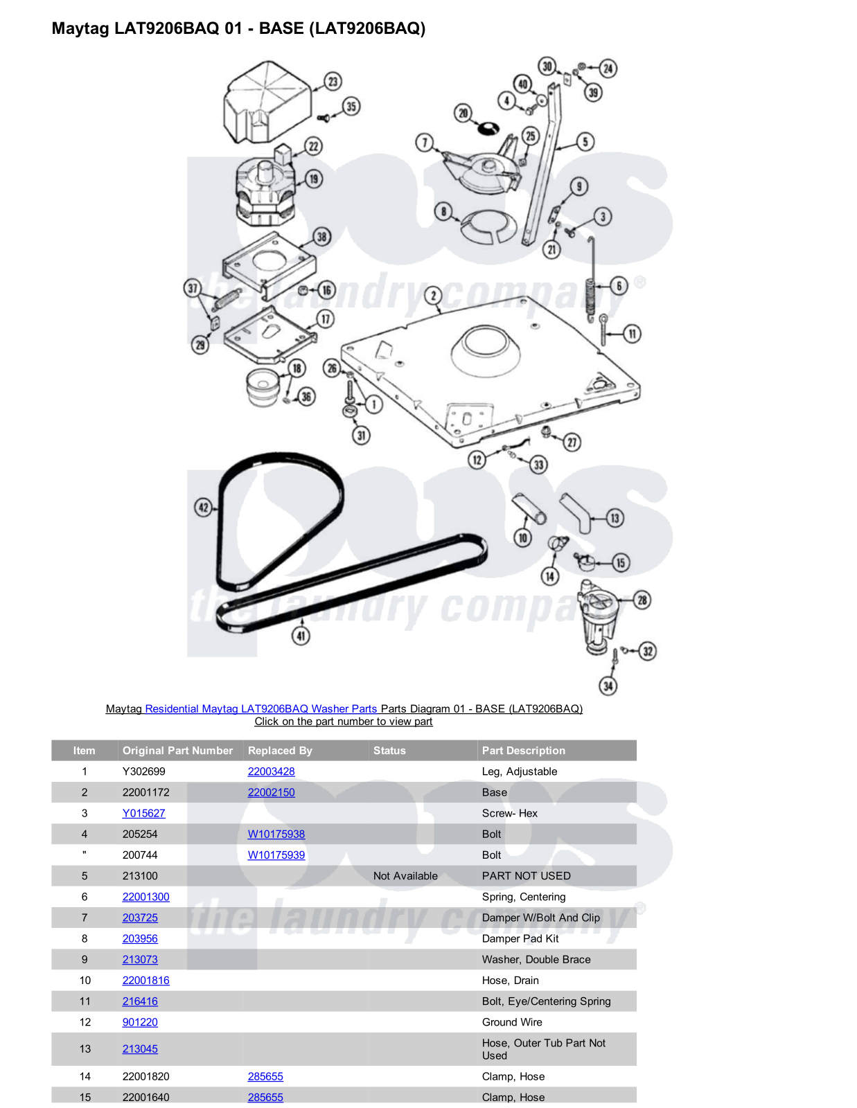 Maytag LAT9206BAQ Parts Diagram