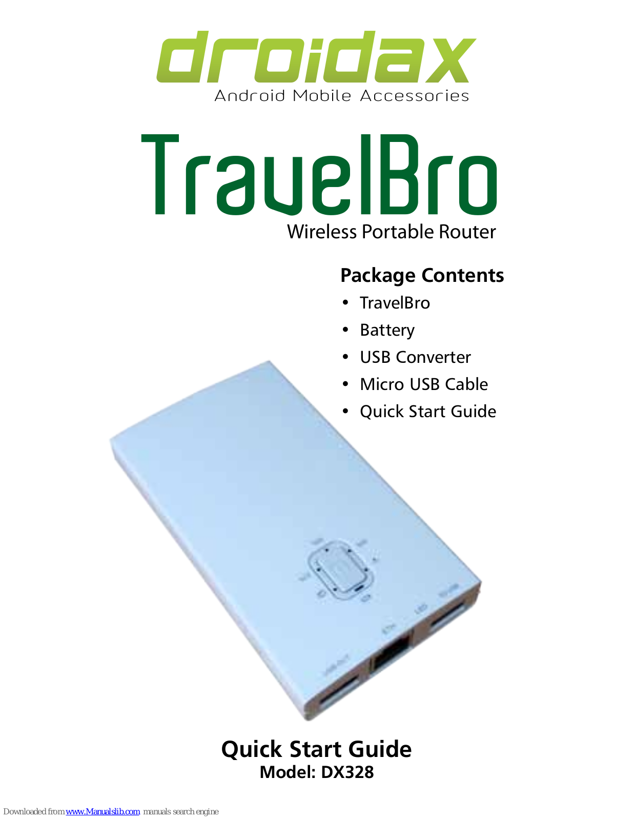 droidax TravelBro DX328 Quick Start Manual