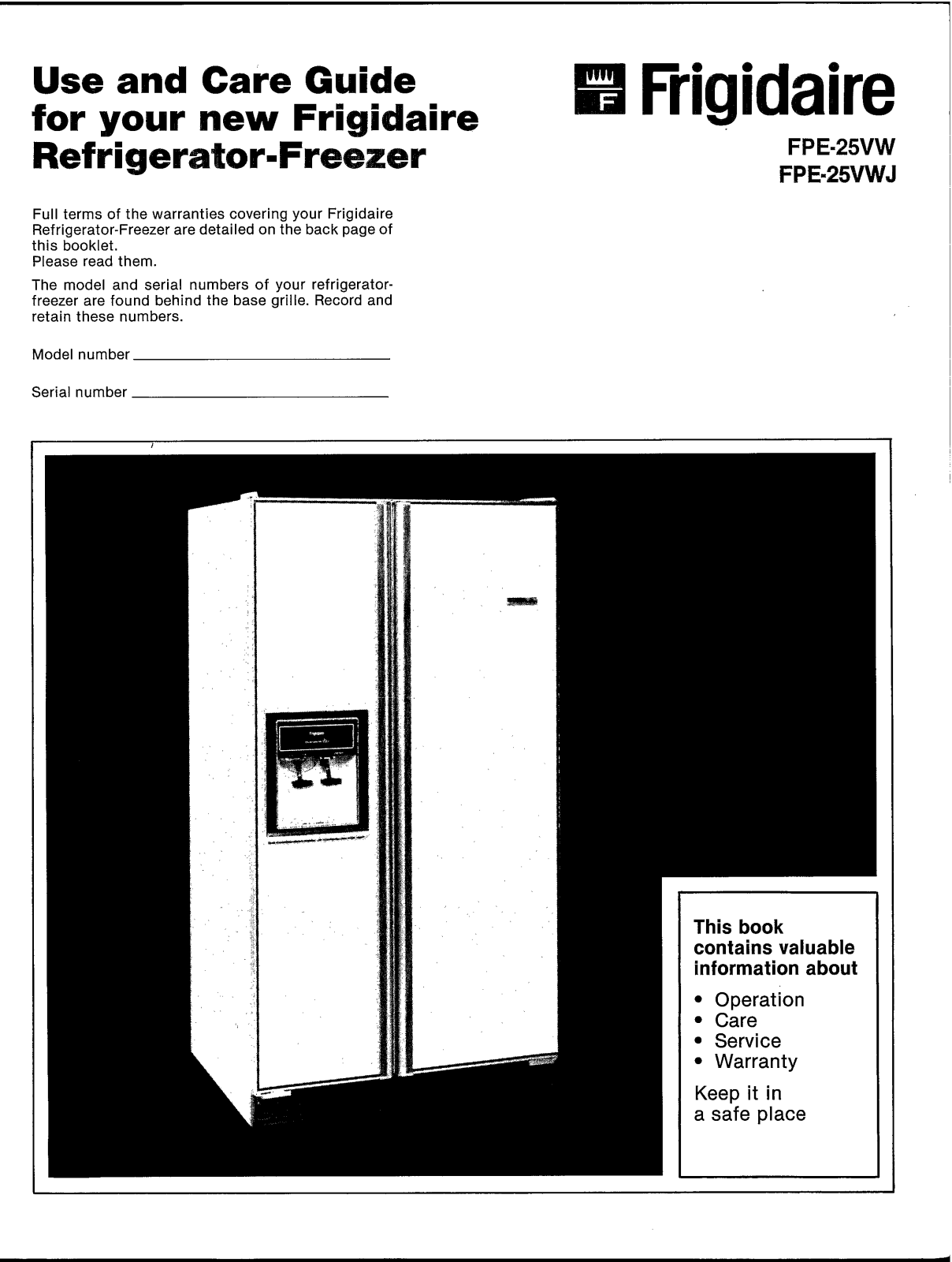 Frigidaire FPE-25VWS Owner's Guide