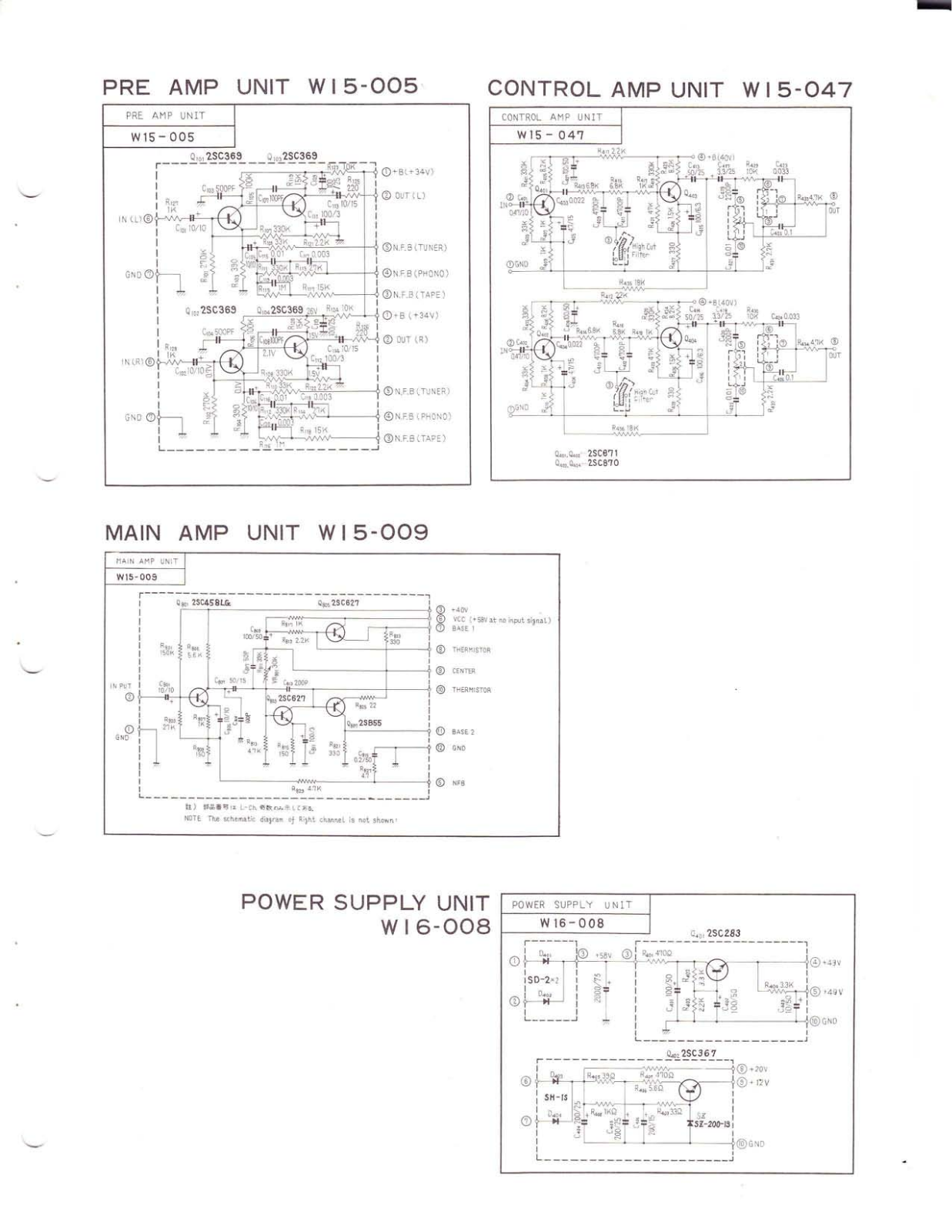 Pioneer W15-005, W15-047, W15-009, W16-008 Schematic