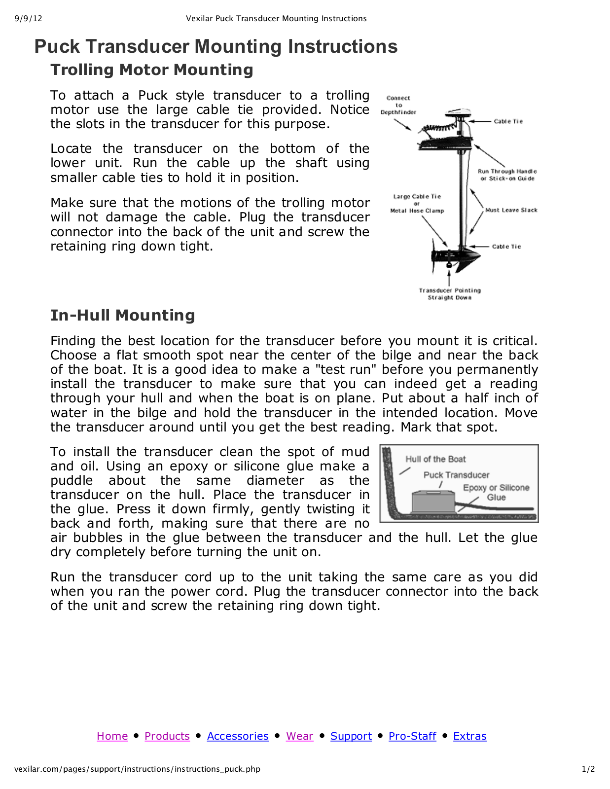 Vexilar Puck Transducer User Manual