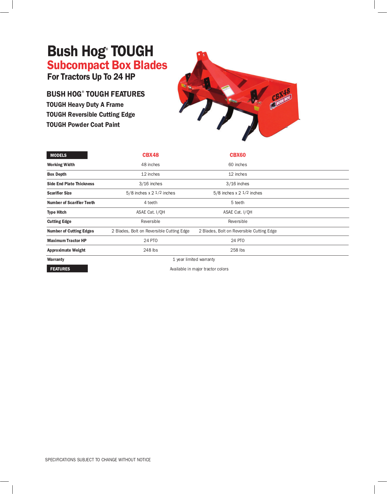 Bush Hog CBX48, CBX60 User Manual