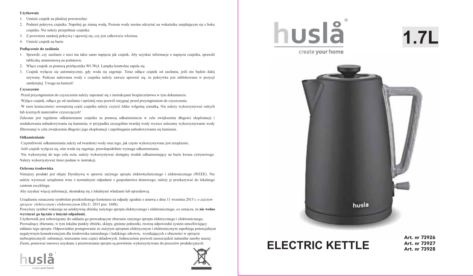 HUSLA 73926, 73927, 73928 User guide - ManualMachine.com