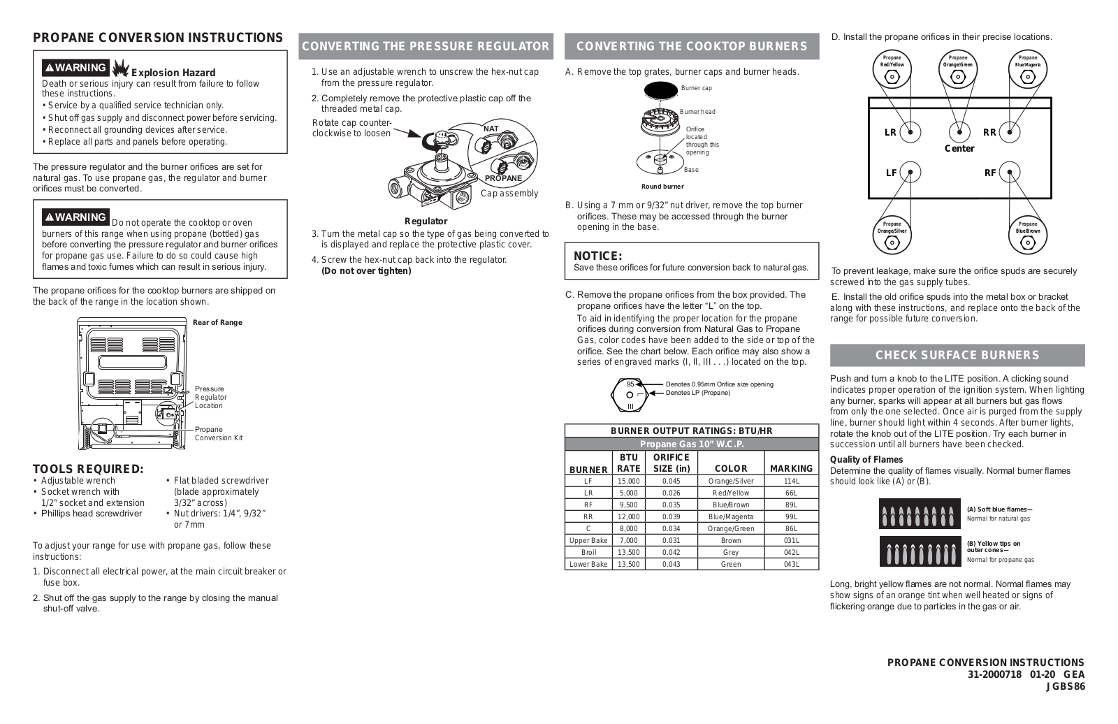 GE Gas Operation Instructions